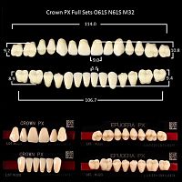 Зубы PX CROWN / EFUCERA, цвет C3, фасон O61S/N61S/32, полный гарнитур, 28шт.