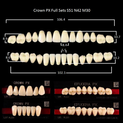 Зубы PX CROWN / EFUCERA, цвет A4, фасон S51/N42/30, полный гарнитур, 28шт. от Дентал-Ист