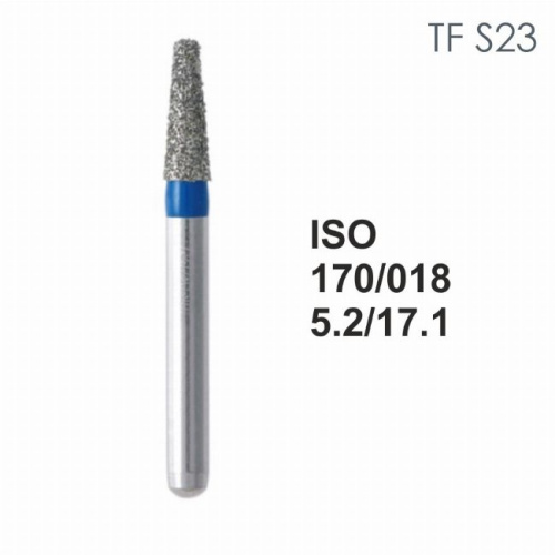 Бор алмазный MANI TF-S23 по ISO 170, конус,018х5,2х17,1мм,макс.скорость 300 тыс.об,зерн.S,5шт