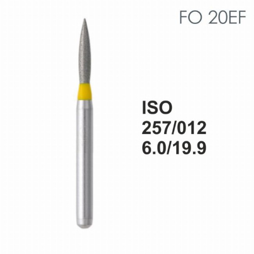 Бор алмазный MANI FO-20EF по ISO 257, почка,012х6,0х19,9мм,макс.скорость 300 тыс.об,зерн.EF,5шт