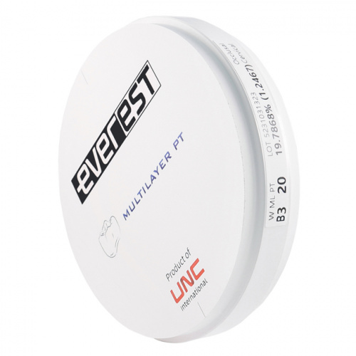 Диск циркониевый Everest  Multilayer PT, многослойный, размер 98х20мм, оттенок B3, UNC Inc (Корея) от Дентал-Ист фото 2