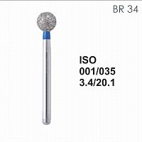 Бор алмазный MANI BR-34 по ISO 001, шарооб.,035х3,4х20,1мм,макс.скорость 160 тыс.об,зерн.S,5шт