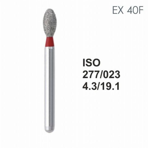 Бор алмазный MANI EX-40F по ISO 277, яйцо,023х4,3х19,1мм,макс.скорость 300 тыс.об,зерн.F,5шт