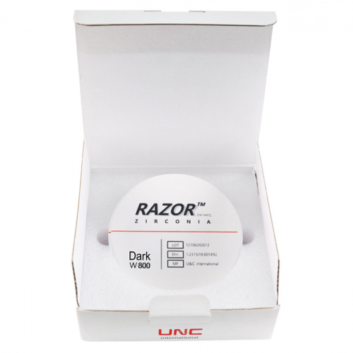 Диск циркониевый Razor 800, однослойный, размер 98х18мм, оттенок Dark, UNC Inc (Корея) от Дентал-Ист фото 8