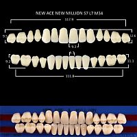 Зубы NEW ACE/NEW MILLION, цвет B3, фасон S7/L7/M34, полный гарнитур, 28шт. от Дентал-Ист