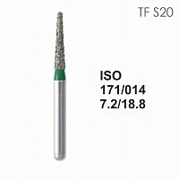 Бор алмазный MANI TF-S20 по ISO 171, конус,014х7,2х18,8мм,макс.скорость 300 тыс.об,зерн.S,5шт