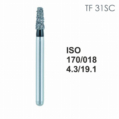 Бор алмазный MANI TF-31SC по ISO 170, конус,018х4,3х19,1мм,макс.скорость 300 тыс.об,зерн.SC,5шт