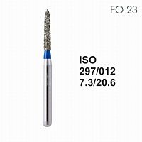 Бор алмазный MANI FO-23 по ISO 297, пламя,012х7,3х20,6мм,макс.скорость 300 тыс.об,зерн.S,5шт