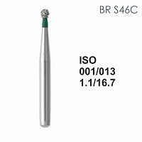 Бор алмазный MANI BR-S46C по ISO 001, шарооб.,013х1,1х16,7мм,макс.скорость 450 тыс.об,зерн.C,5шт