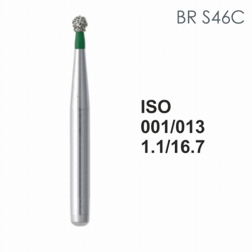 Бор алмазный MANI BR-S46C по ISO 001, шарооб.,013х1,1х16,7мм,макс.скорость 450 тыс.об,зерн.C,5шт