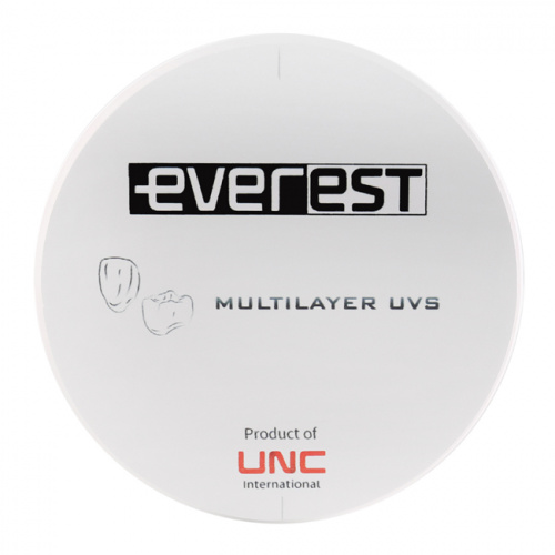 Диск циркониевый Everest Multilayer UVS, размер 95х20мм, оттенок BL3, многослойный, для ускоренной синтеризации за 40 минут от Дентал-Ист
