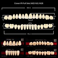 Зубы PX CROWN / EFUCERA, цвет A2, фасон S42S/N31/28, полный гарнитур, 28шт. от Дентал-Ист
