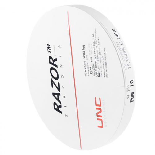 Диск циркониевый Razor 800, однослойный, размер 98х10мм, оттенок Pure, UNC Inc (Корея) от Дентал-Ист фото 2