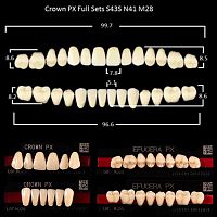 Зубы PX CROWN / EFUCERA, цвет A2, фасон S43S/N41/28, полный гарнитур, 28шт.