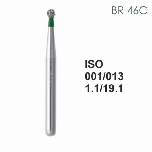 Бор алмазный MANI BR-46C по ISO 001, шарооб.,013х1,1х19,1мм,макс.скорость 450 тыс.об,зерн.C,5шт