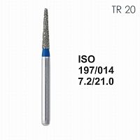 Бор алмазный MANI TR-20 по ISO 197, конус, 014х7,2х21,0 мм, макс.скорость 300 тыс.об, зерн.S, 5 шт