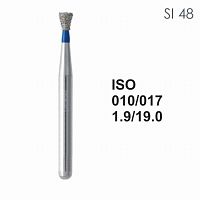 Бор алмазный MANI SI-48 по ISO 010, об.конус,017х1,6х19,0мм,макс.скорость 450 тыс.об,зерн.S,5шт от Дентал-Ист