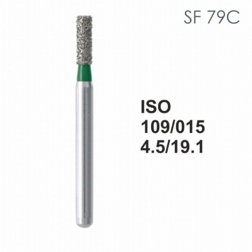 Бор алмазный MANI SF-79C по ISO 109, цилиндр,015х4,5х19,1мм,макс.скорость 300 тыс.об,зерн.C,5шт