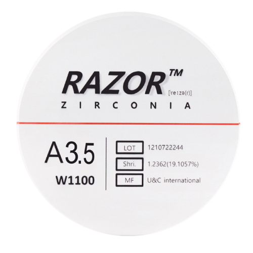 Диск циркониевый Razor 1100, размер 95х25мм, оттенок A3.5, однослойный