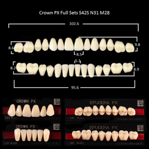 Зубы PX CROWN / EFUCERA, цвет A4, фасон S42S/N31/28, полный гарнитур, 28шт. от Дентал-Ист