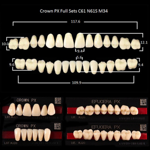 Зубы PX CROWN / EFUCERA, цвет A2, фасон C61/N61S/34, полный гарнитур, 28шт. от Дентал-Ист