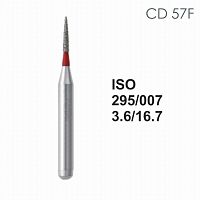 Бор алмазный MANI CD-57F по ISO 295, торпеда,007х3,6х16,7мм,макс.скорость 300 тыс.об,зерн.F,5шт