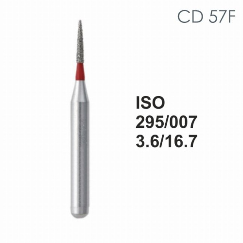 Бор алмазный MANI CD-57F по ISO 295, торпеда,007х3,6х16,7мм,макс.скорость 300 тыс.об,зерн.F,5шт