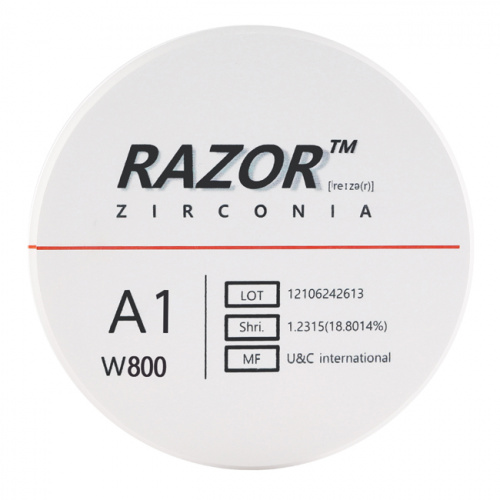 Диск циркониевый Razor 800, однослойный, размер 98х16мм, оттенок A1, UNC Inc (Корея) от Дентал-Ист