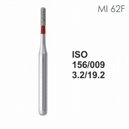 Бор алмазный MANI MI-62F по ISO 156, цилиндр,009х3,2х19,2мм,макс.скорость 300 тыс.об,зерн.F,5шт