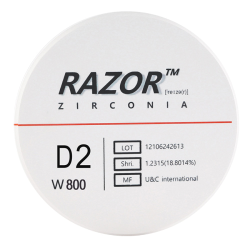 Диск циркониевый Razor 800, однослойный, размер 98х16мм, оттенок D2, UNC Inc (Корея)