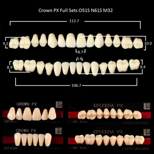 Зубы PX CROWN / EFUCERA, цвет C4, фасон O51S/N61S/32, полный гарнитур, 28шт.