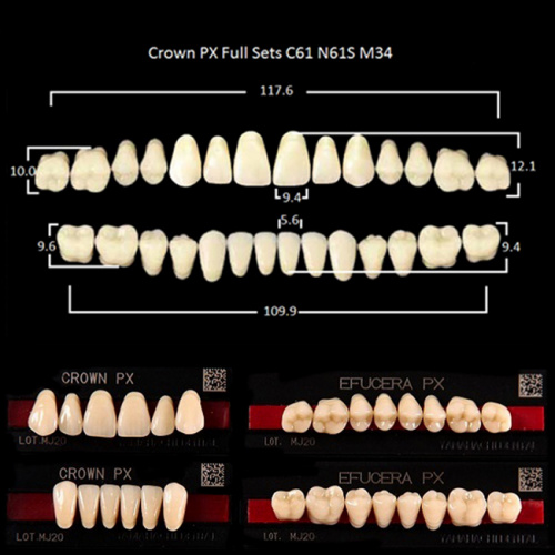 Зубы PX CROWN / EFUCERA, цвет A1, фасон C61/N61S/34, полный гарнитур, 28шт. от Дентал-Ист