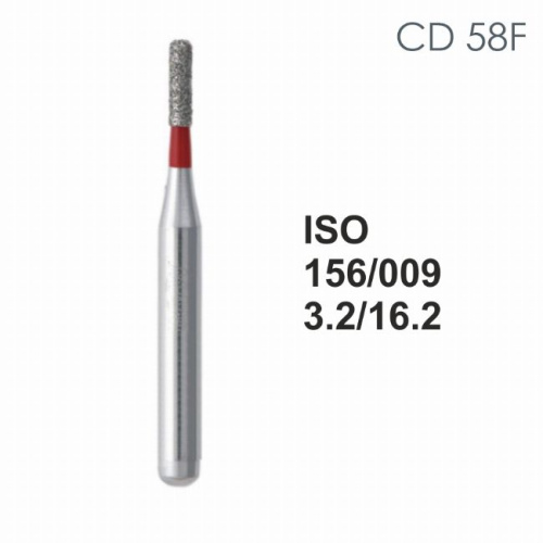 Бор алмазный MANI CD-58F по ISO 156, цилиндр,008х3,2х16,2мм,макс.скорость 300 тыс.об,зерн.F,5шт