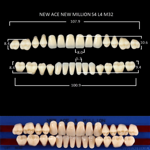 Зубы NEW ACE/NEW MILLION, цвет B1, фасон S4/L4/M32, полный гарнитур, 28шт. от Дентал-Ист