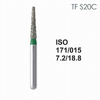 Бор алмазный MANI TF-S20C по ISO 171, конус,015х7,2х18,8мм,макс.скорость 300 тыс.об,зерн.C,5шт