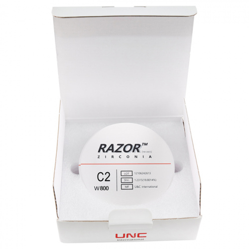Диск циркониевый Razor 800, однослойный, размер 98х16мм, оттенок C2, UNC Inc (Корея) от Дентал-Ист фото 8