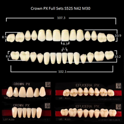 Зубы PX CROWN / EFUCERA, цвет B2, фасон S52S/N42/30, полный гарнитур, 28шт. от Дентал-Ист