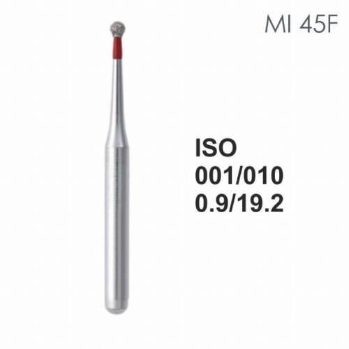 Бор алмазный MANI MI-45F по ISO 001, шарооб.,010х1,6х19,2мм,макс.скорость 300 тыс.об,зерн.F,5шт