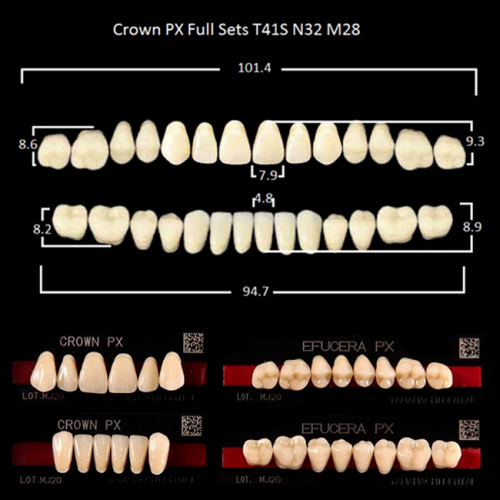 Зубы PX CROWN / EFUCERA, цвет C4, фасон T41S/N42/28, полный гарнитур, 28шт. от Дентал-Ист