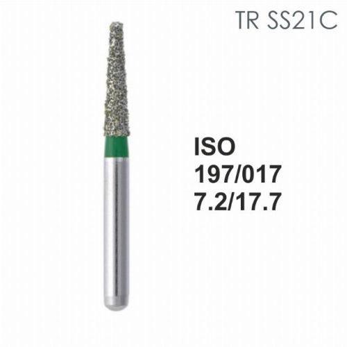 Бор алмазный MANI TR-SS21C по ISO 197, конус,017х7,2х17,7мм,макс.скорость 300 тыс.об,зерн.C,5шт