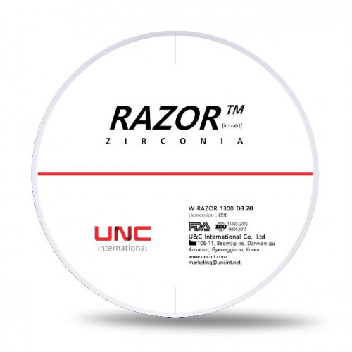 Диск циркониевый Razor 1300, размер 98х20мм, оттенок D3, однослойный от Дентал-Ист