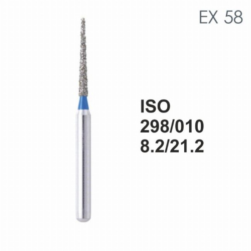 Бор алмазный MANI EX-58 по ISO 298, торпеда,010х8,2х21,2мм,макс.скорость 300 тыс.об,зерн.S,5шт