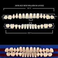 Зубы NEW ACE/NEW MILLION, цвет A3.5, фасон S4/L4/M32, полный гарнитур, 28шт. от Дентал-Ист