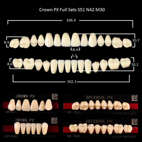 Зубы PX CROWN / EFUCERA, цвет C4, фасон S51/N42/30, полный гарнитур, 28шт. от Дентал-Ист