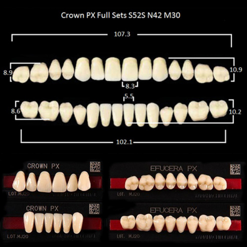 Зубы PX CROWN / EFUCERA, цвет A3, фасон S52S/N42/30, полный гарнитур, 28шт. от Дентал-Ист