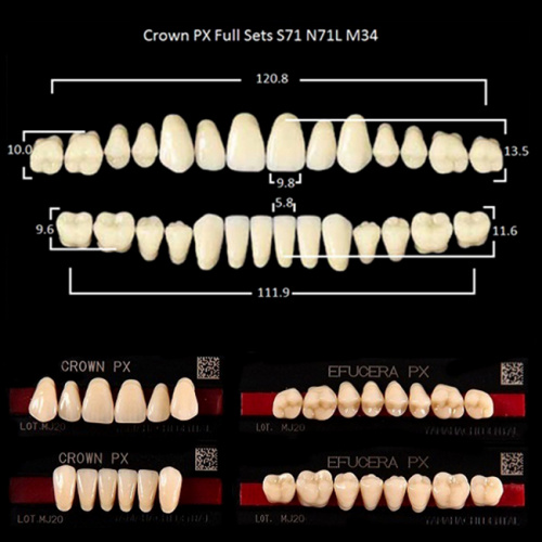 Зубы PX CROWN / EFUCERA, цвет C3, фасон S71/N71L/34, полный гарнитур, 28шт. от Дентал-Ист