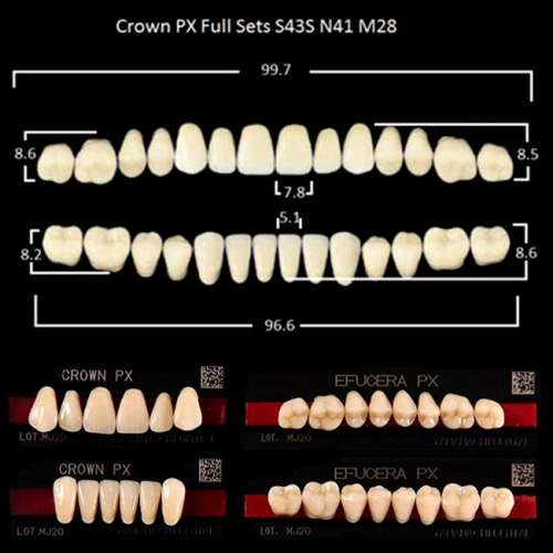 Зубы PX CROWN / EFUCERA, цвет B2, фасон S43S/N41/28, полный гарнитур, 28шт.
