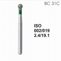 Бор алмазный MANI BC-31С по ISO 002,шар. с ворот.,019х2,4х19,1мм,макс.скорость 300 тыс.об,зерн.C,5шт