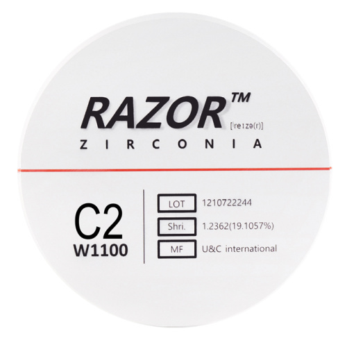 Диск циркониевый Razor 1100, размер 98х25мм, оттенок C2, однослойный