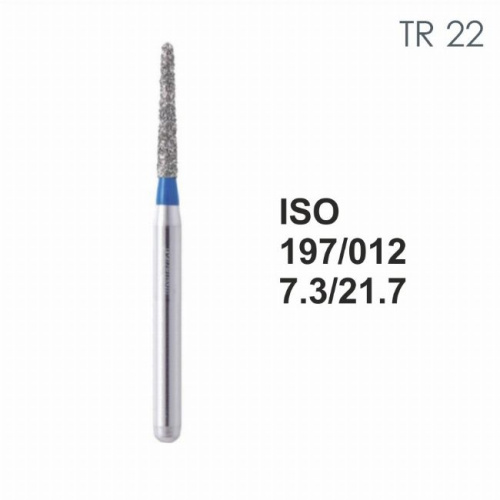 Бор алмазный MANI TR-22 по ISO 197, конус,012х7,3х21,7мм,макс.скорость 450 тыс.об,зерн.S,5шт